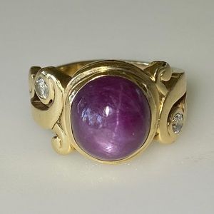 SOLD** 14k Natural 14CT Star Ruby Diamond Ring 13g